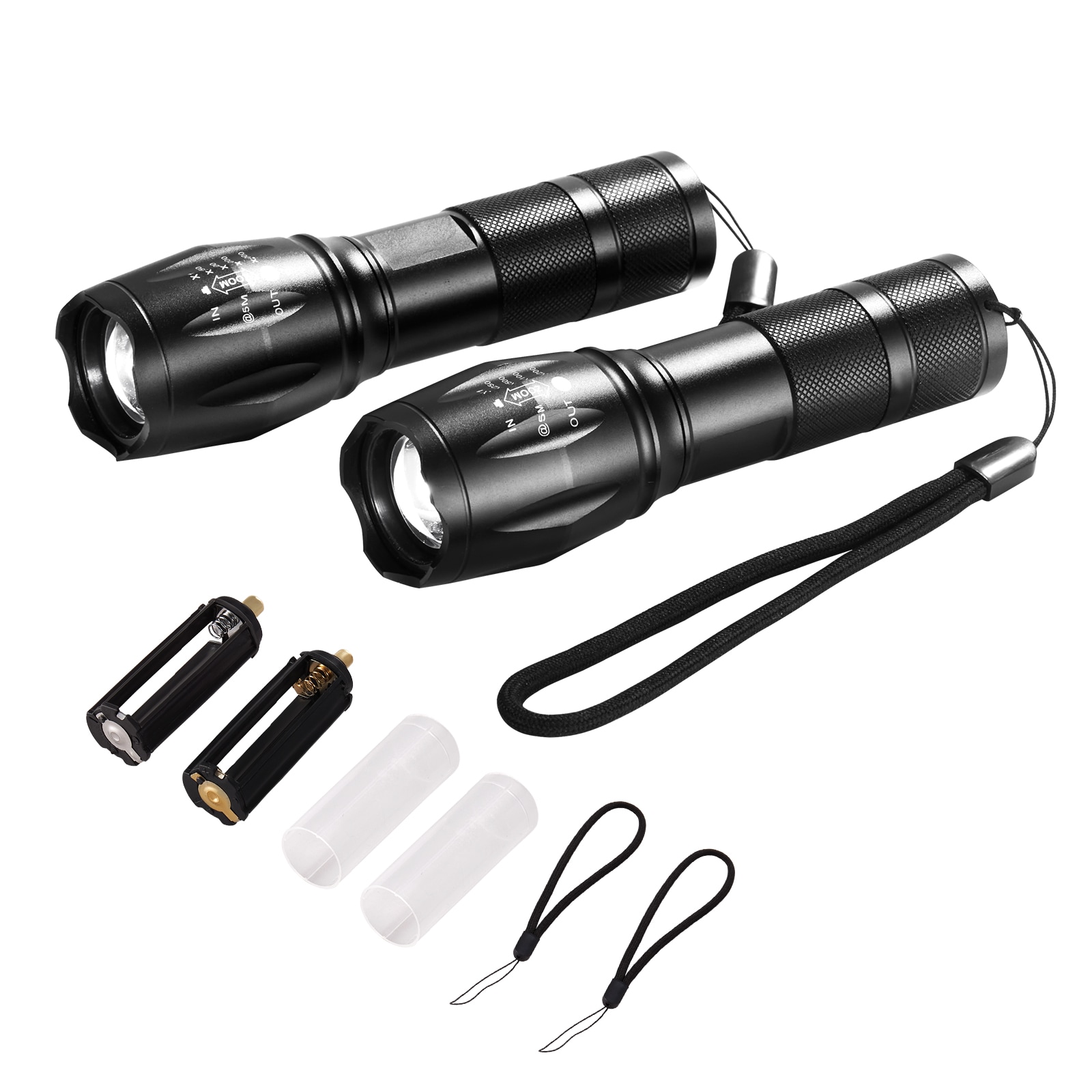 2 Pack Flashlights 2000 High Lumens 5 Modes Adjustable Focus Flashlight_voghion.com